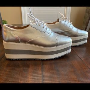 Silver Met Leather Platform Shoe